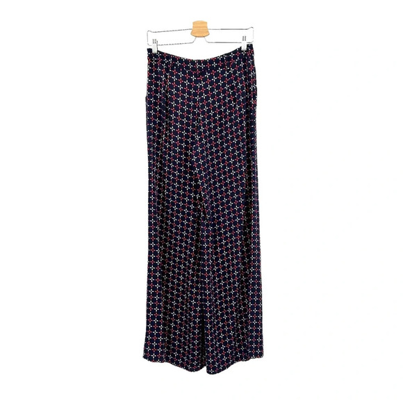 Anthropologie Cartonnier Pants‎ Geometric Print Wide Leg Rayon Navy Blue Size 4 - Picture 6 of 10